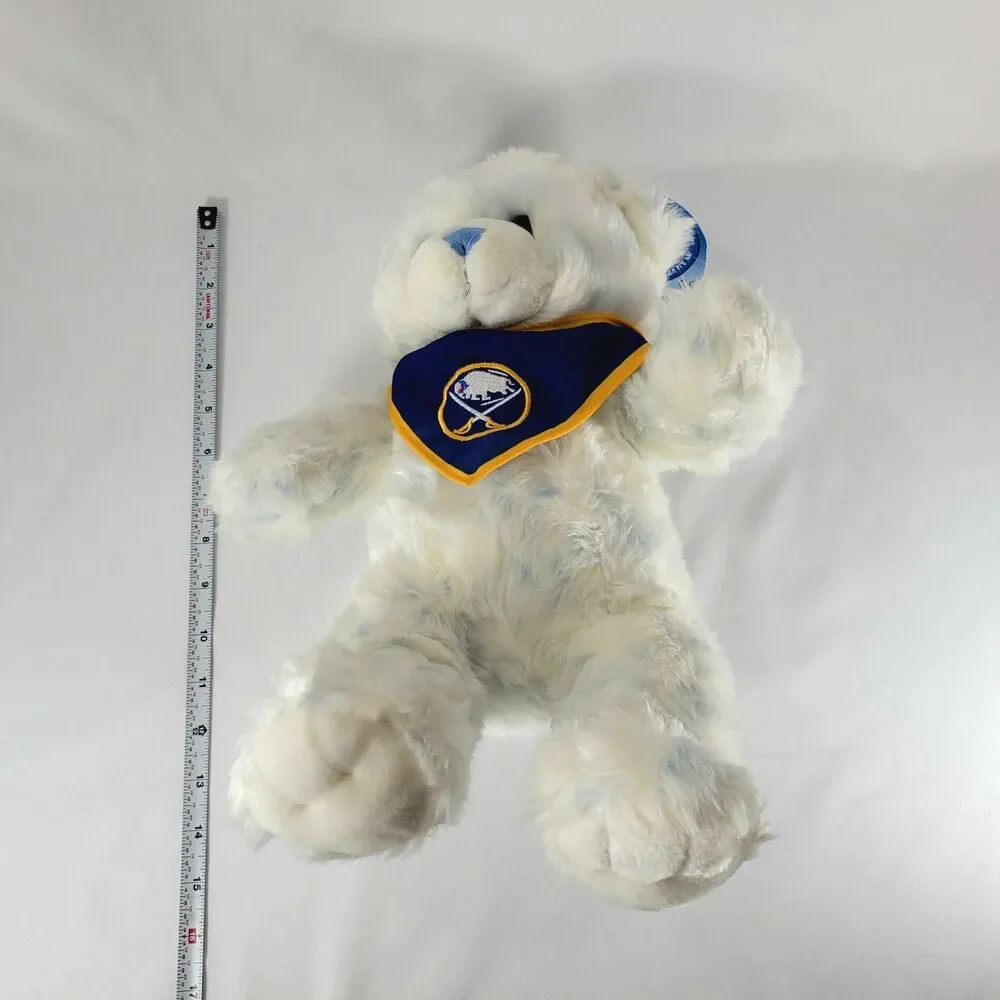 Build A Bear Cuddle Blue Teddy White Stuffed Animal Plush w/ Sabres Hockey Sport
